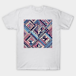 Pink and Blue Abstract Pattern T-Shirt